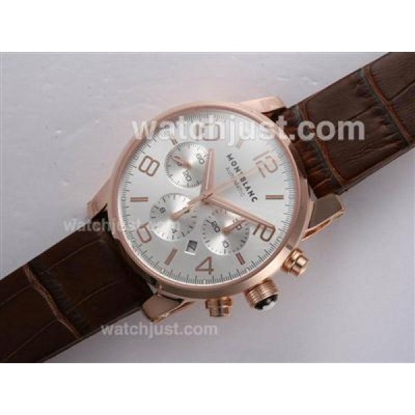 Montblanc Time Walker Chronograph Swiss Valjoux 7750 Movement Rose Gold Casing with White Dial