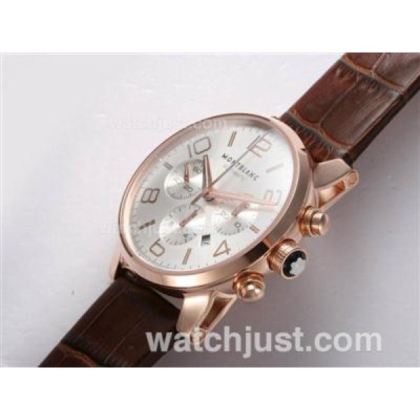 Montblanc Time Walker Chronograph Swiss Valjoux 7750 Movement Rose Gold Casing with White Dial