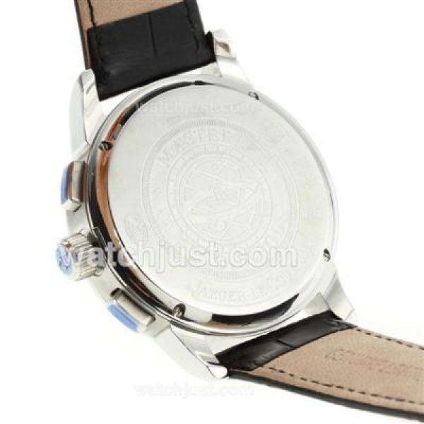 Jaeger-Lecoultre Master Control Working Chronograph with Black Dial-Leather Strap