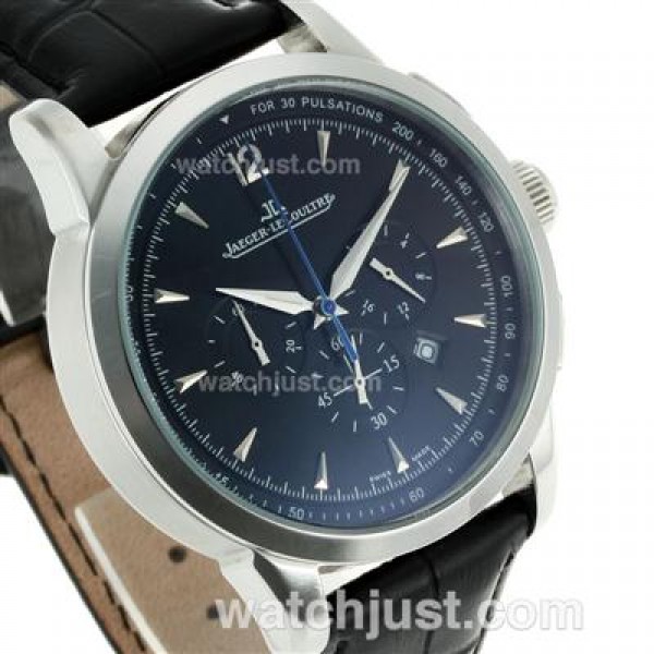 Jaeger-Lecoultre Master Control Working Chronograph with Black Dial-Leather Strap