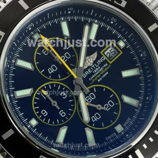 Breitling Super Ocean Working Chronograph Black Bezel with Black Dial S/S-Yellow Needles