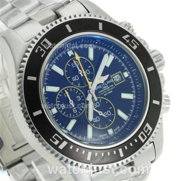 Breitling Super Ocean Working Chronograph Black Bezel with Black Dial S/S-Yellow Needles