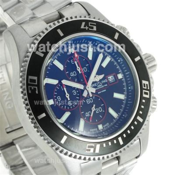 Breitling Super Ocean Working Chronograph Black Bezel with Black Dial S/S-Red Needles