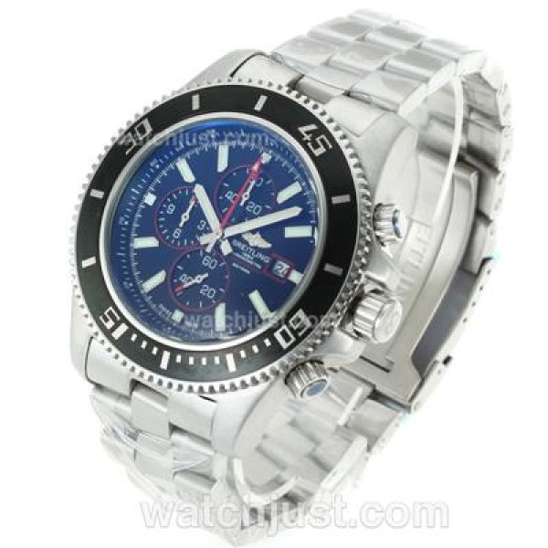 Breitling Super Ocean Working Chronograph Black Bezel with Black Dial S/S-Red Needles
