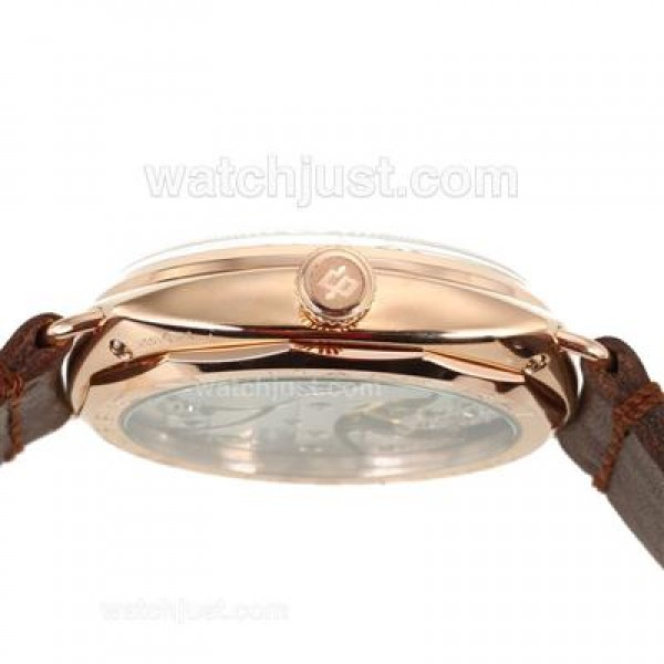 Panerai Radiomir Unitas 6497 Movement Swan Neck Rose Gold Case with Brown Dial-Leather Strap