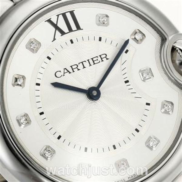 Cartier Ballon bleu de Cartier Diamond Markers with White Dial S/S-Sapphire Glass