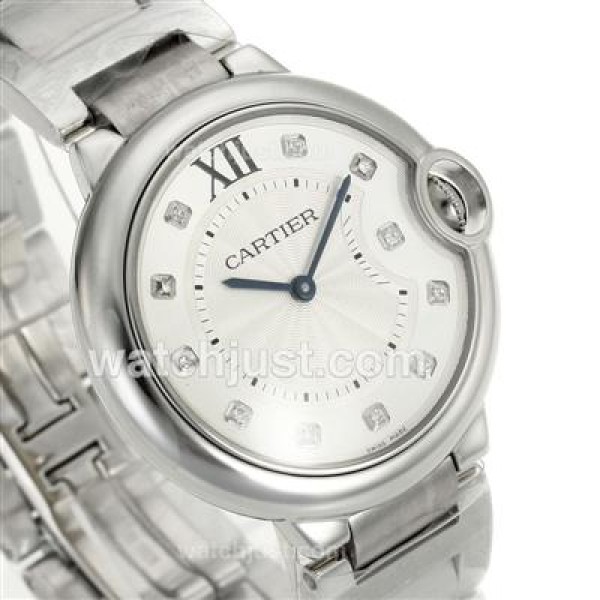 Cartier Ballon bleu de Cartier Diamond Markers with White Dial S/S-Sapphire Glass