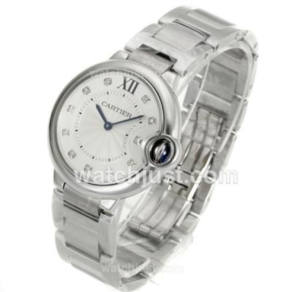 Cartier Ballon bleu de Cartier Diamond Markers with White Dial S/S-Sapphire Glass