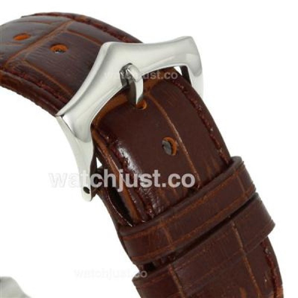 Patek Philippe Nautilus Automatic Stick Markers with Black Dial-Leather Strap