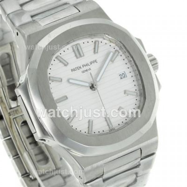 Patek Philippe Nautilus Automatic Stick Markers with White Dial S/S