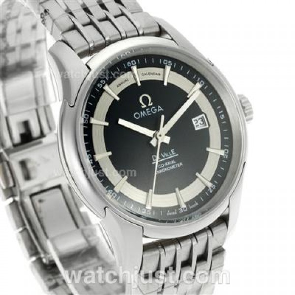 UK Best Quality Omega De Ville Replica Watches With Black Dials For Men