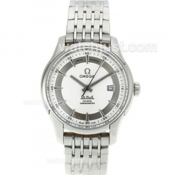 Swiss Made Omega De Ville Replica Watches With White Dials For Men