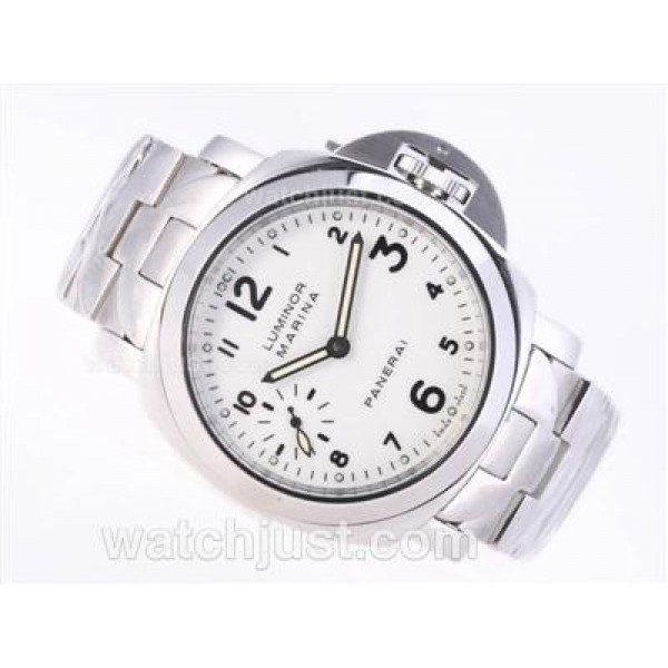 Panerai Luminor Marina PAM 113 Swan Neck Swiss ETA Unitas 6497 Movement with White Dial