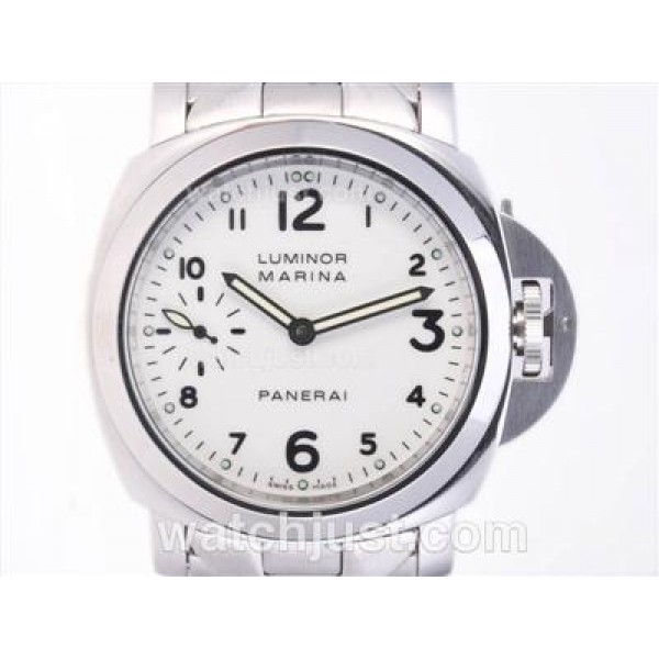 Panerai Luminor Marina PAM 113 Swan Neck Swiss ETA Unitas 6497 Movement with White Dial