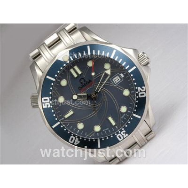 Omega Seamaster 007 James Bond 40 Anniversary Swiss ETA 2836 Movement with Blue Bezel and Dial