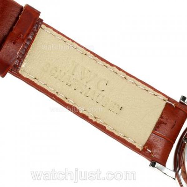 IWC Portofino Automatic with White Dial-Brown Leather Strap