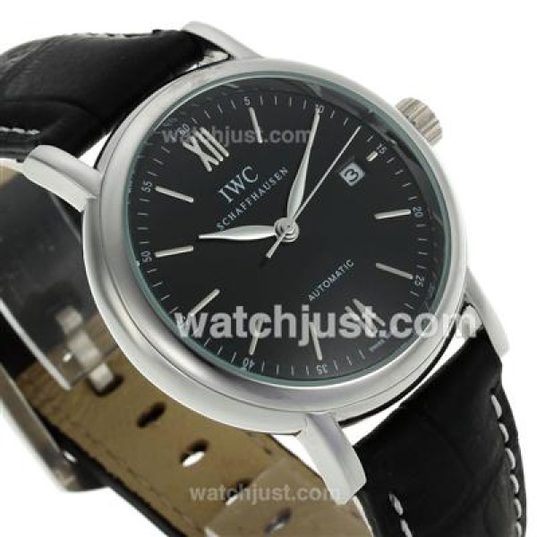 IWC Portofino Automatic with Black Dial-Black Leather Strap