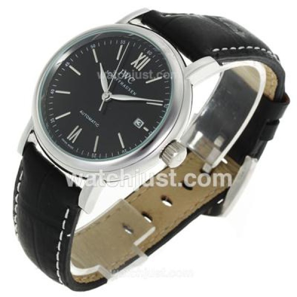 IWC Portofino Automatic with Black Dial-Black Leather Strap