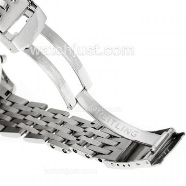 Breitling Montbrillant Chronograph Swiss Valjoux 7750 Movement Stick Markers with White Dial S/S-Sapphire Glass