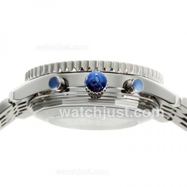 Breitling Montbrillant Chronograph Swiss Valjoux 7750 Movement Stick Markers with White Dial S/S-Sapphire Glass
