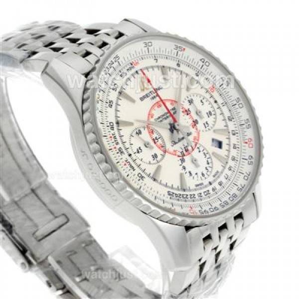 Breitling Montbrillant Chronograph Swiss Valjoux 7750 Movement Stick Markers with White Dial S/S-Sapphire Glass