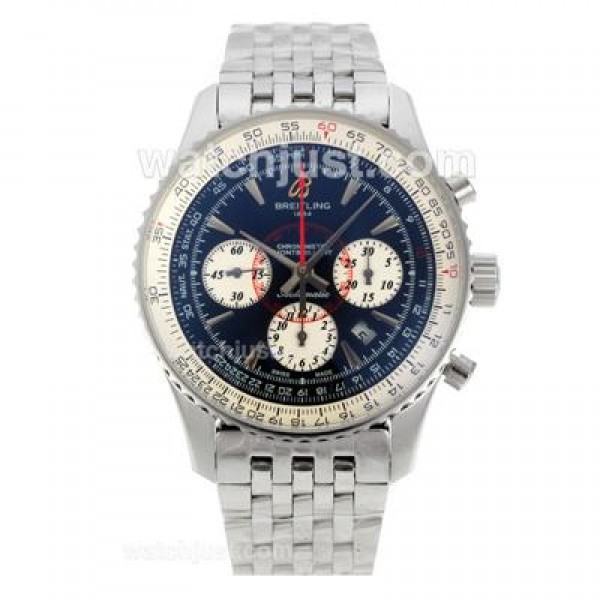 Breitling Montbrillant Chronograph Swiss Valjoux 7750 Movement Stick Markers with Black Dial S/S-Sapphire Glass