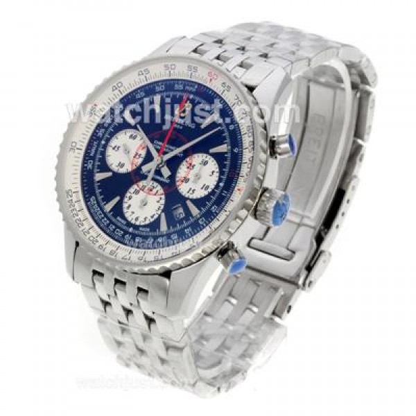 Breitling Montbrillant Chronograph Swiss Valjoux 7750 Movement Stick Markers with Black Dial S/S-Sapphire Glass