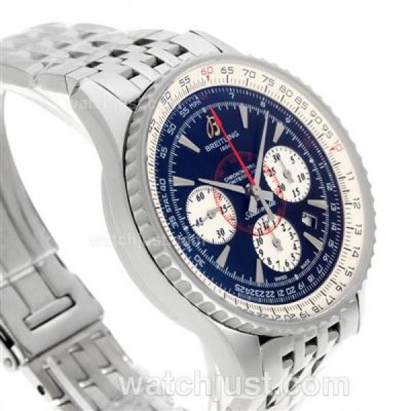 Breitling Montbrillant Chronograph Swiss Valjoux 7750 Movement Stick Markers with Black Dial S/S-Sapphire Glass