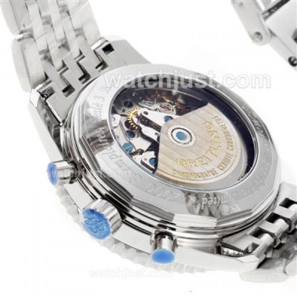 Breitling Montbrillant Chronograph Swiss Valjoux 7750 Movement Stick Markers with Black Dial S/S-Sapphire Glass