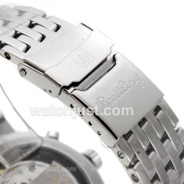 Breitling Montbrillant Chronograph Swiss Valjoux 7750 Movement Stick Markers with Black Dial S/S-Sapphire Glass