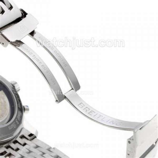 Breitling Montbrillant Chronograph Swiss Valjoux 7750 Movement Stick Markers with Black Dial S/S-Sapphire Glass