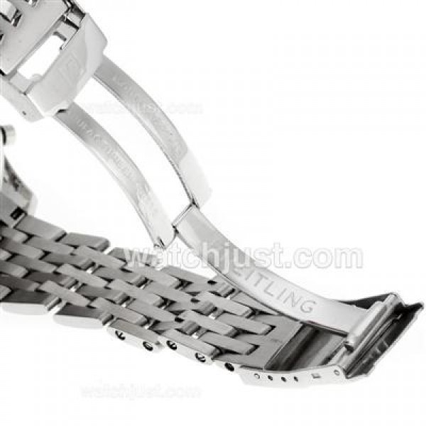 Breitling Montbrillant Chronograph Swiss Valjoux 7750 Movement Number Markers with Black Dial S/S-Sapphire Glass