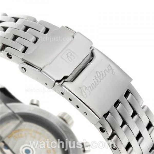 Breitling Montbrillant Chronograph Swiss Valjoux 7750 Movement Number Markers with Black Dial S/S-Sapphire Glass