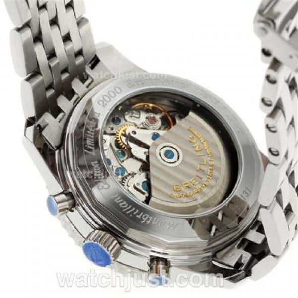 Breitling Montbrillant Chronograph Swiss Valjoux 7750 Movement Number Markers with Black Dial S/S-Sapphire Glass