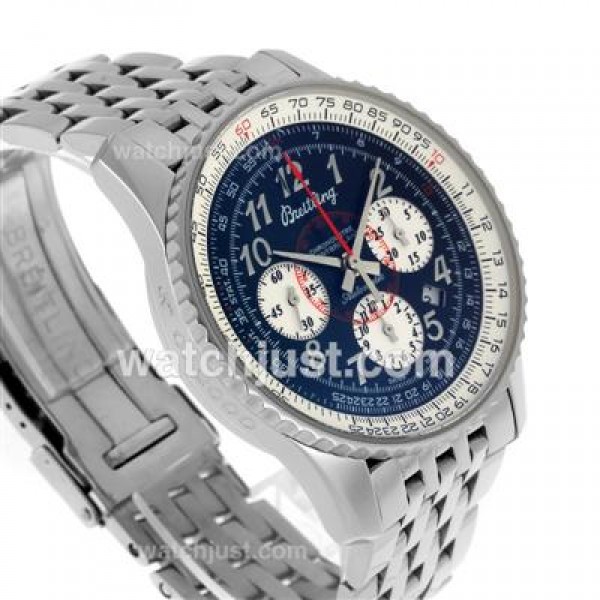 Breitling Montbrillant Chronograph Swiss Valjoux 7750 Movement Number Markers with Black Dial S/S-Sapphire Glass