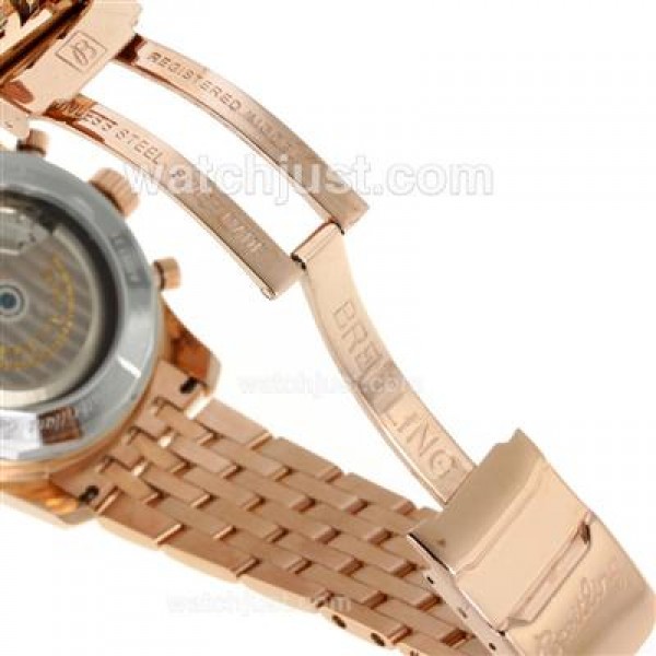 Breitling Montbrillant Chronograph Swiss Valjoux 7750 Movement Rose Gold Case with Black Dial-Stick Markers