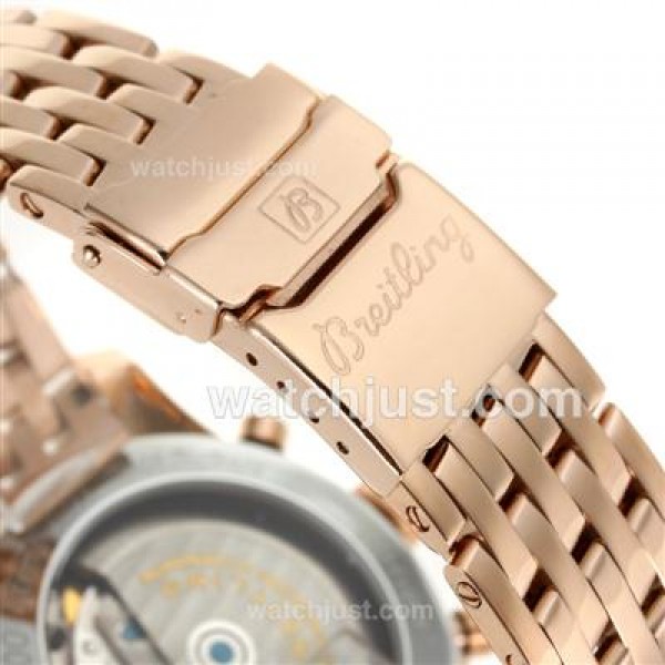 Breitling Montbrillant Chronograph Swiss Valjoux 7750 Movement Rose Gold Case with Black Dial-Stick Markers