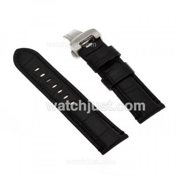Panerai Black Leather Strap with Deployant Buckle-24mm