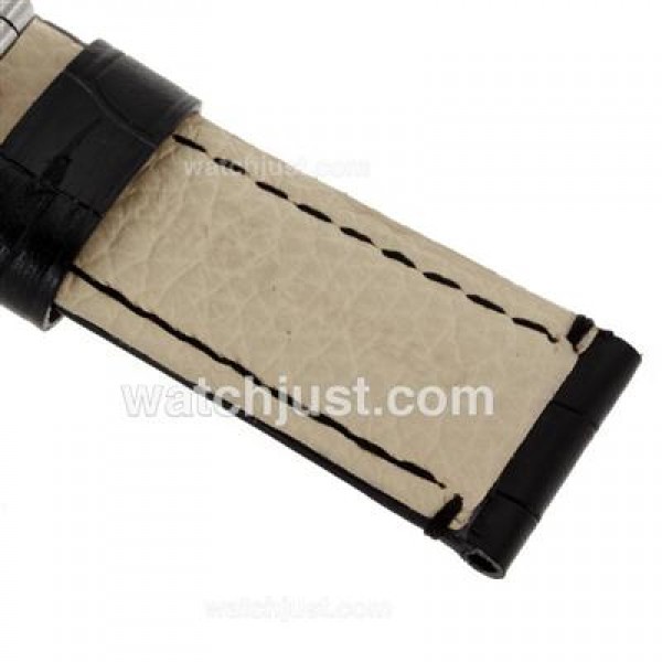 Panerai Black Leather Strap with Deployant Buckle-24mm