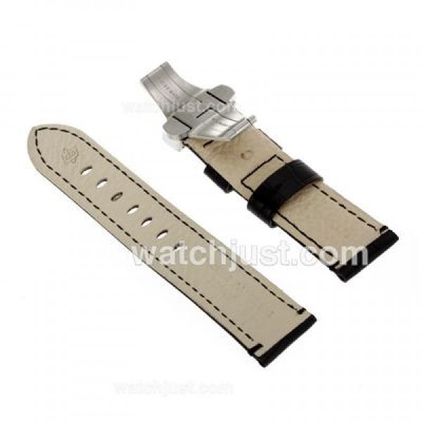 Panerai Black Leather Strap with Deployant Buckle-24mm