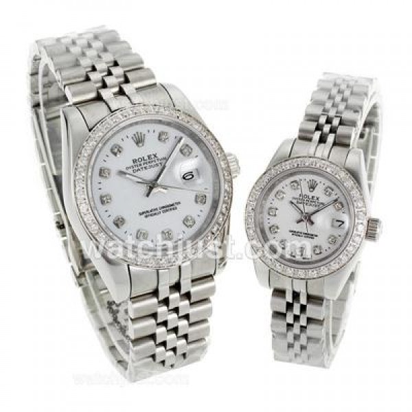 Rolex Datejust Automatic Diamond Bezel and Markers with White Dial S/S-Sapphire Glass