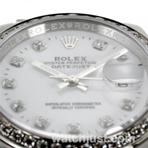 Rolex Datejust Automatic Diamond Bezel and Markers with White Dial S/S-Sapphire Glass