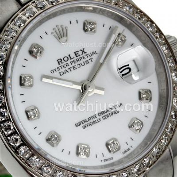 Rolex Datejust Automatic Diamond Bezel and Markers with White Dial S/S-Sapphire Glass