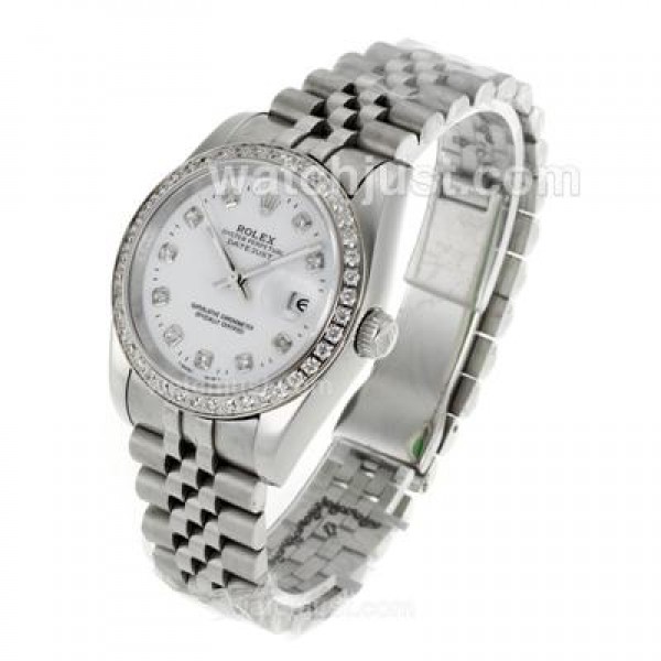 Rolex Datejust Automatic Diamond Bezel and Markers with White Dial S/S-Sapphire Glass