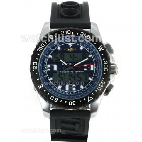 Breitling Emergency Digital Displayer PVD Bezel with Blue Dial-Rubber Strap