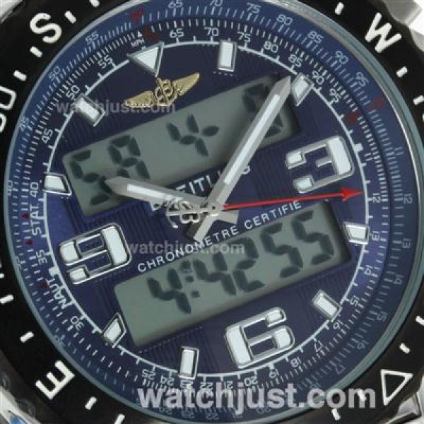 Breitling Emergency Digital Displayer PVD Bezel with Blue Dial-Rubber Strap