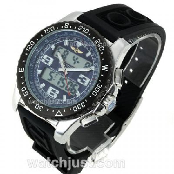 Breitling Emergency Digital Displayer PVD Bezel with Blue Dial-Rubber Strap
