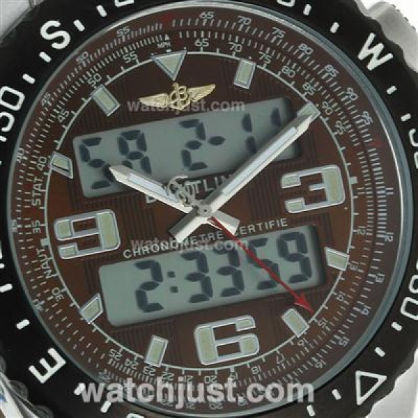 Breitling Emergency Digital Displayer PVD Bezel with Brown Dial-Rubber Strap