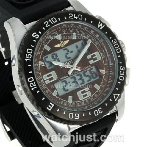 Breitling Emergency Digital Displayer PVD Bezel with Brown Dial-Rubber Strap