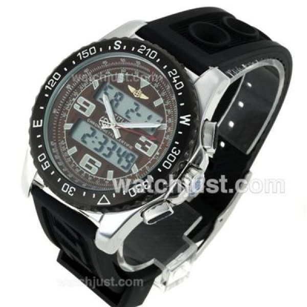 Breitling Emergency Digital Displayer PVD Bezel with Brown Dial-Rubber Strap